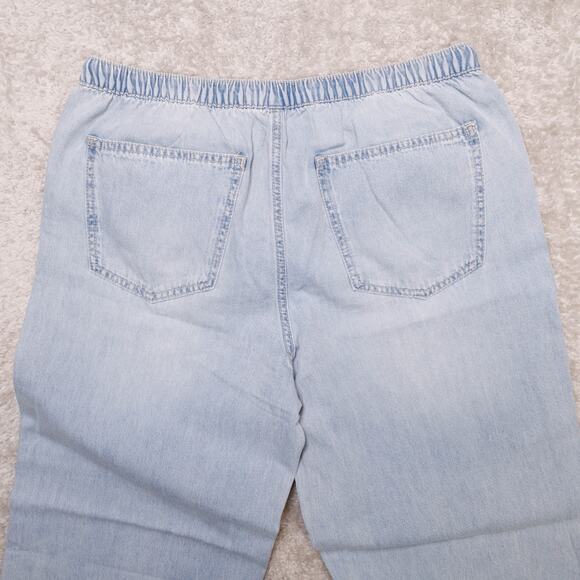 H&M Wide Leg Pull On Blue Wash Denim Pants Jeans Womens Size M NWT - Picture 8 of 9